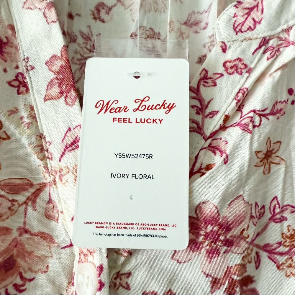 NWT‎ Lucky Brand Floral Pink Dress L - Picture 3 of 5